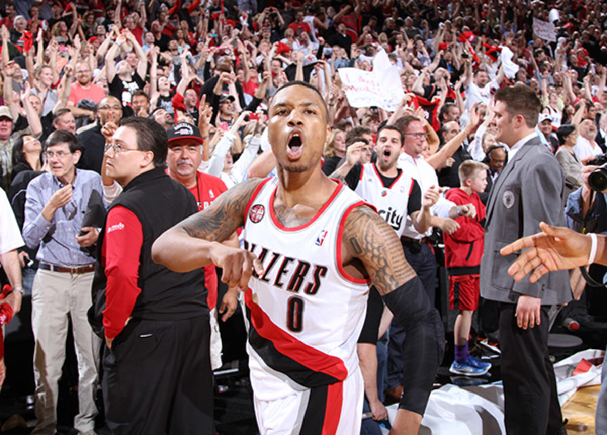 Damian Lillard help the Blazers win their first playoff series since 2000. (Steve Dykes/Getty Images Sport)